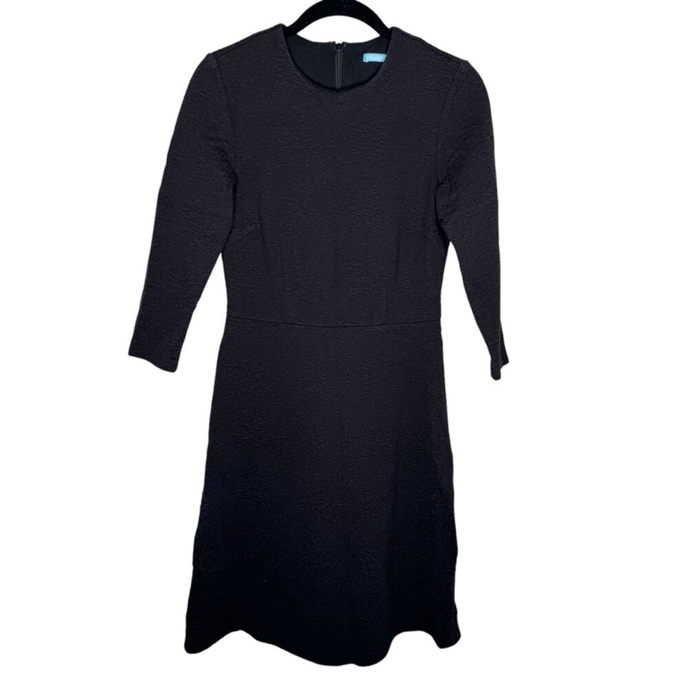 J. MCLAUGHLIN / black jacquard stretch knit 3/4 sleeve fit & flare dress / XS